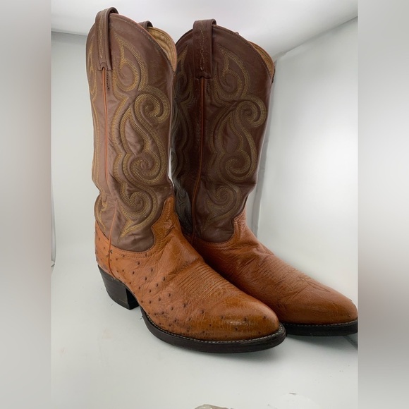 Vintage Tony Lama Exotic Ostrich Quill Western Cowboy Boots 8 D Made in USA - Picture 14 of 14